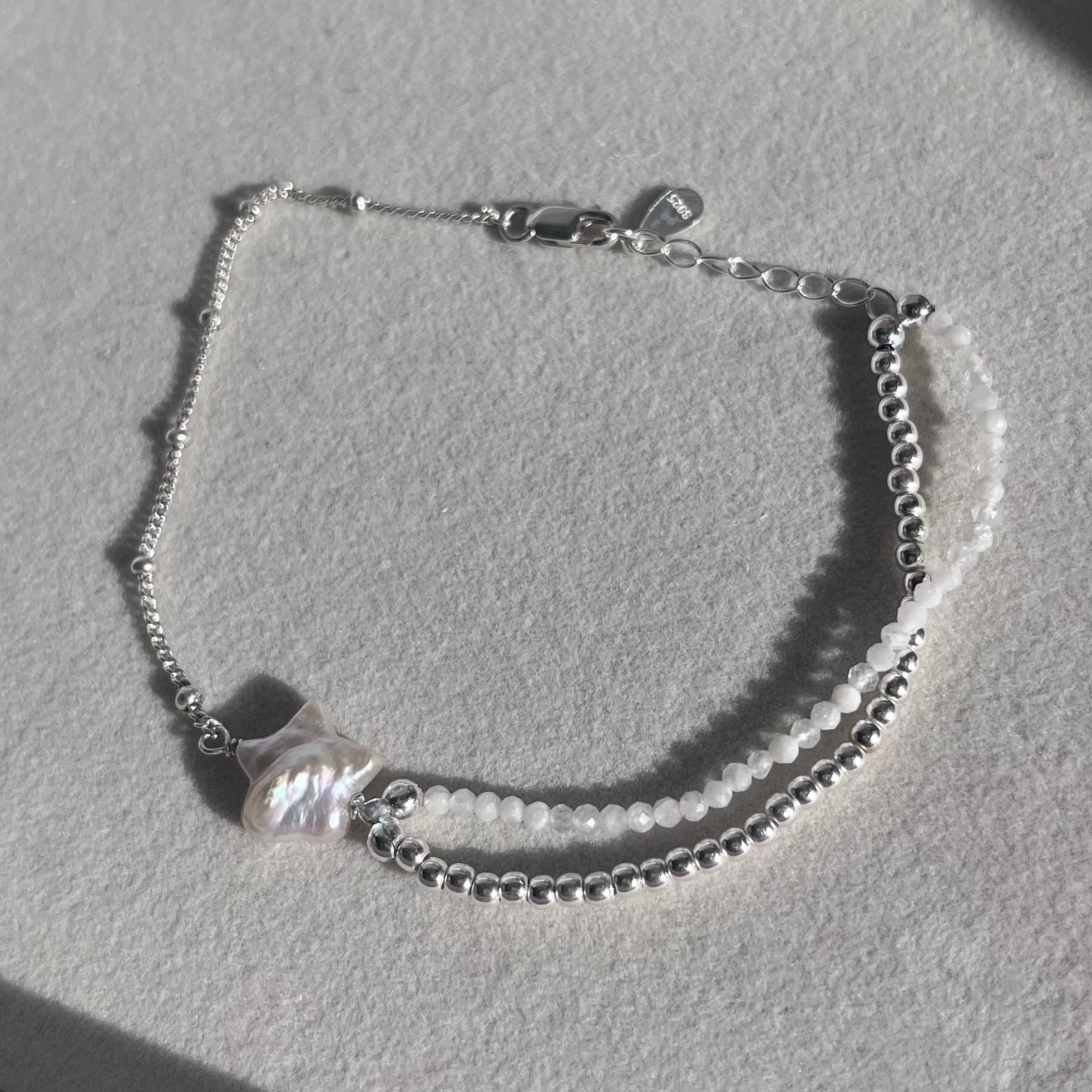 Pearl and Moonstone Shooting Star Bracelet