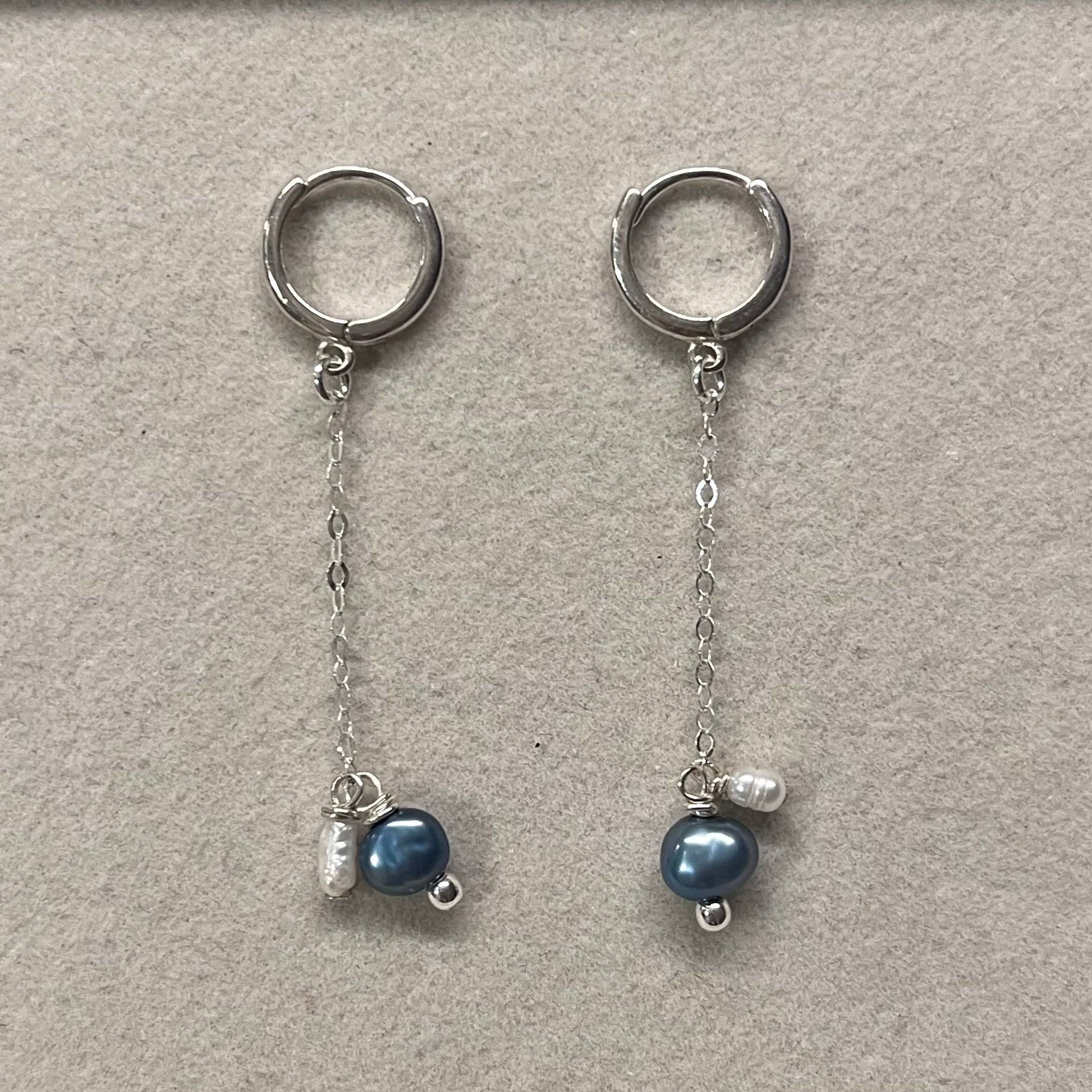 Blue Freshwater Pearl Droplet Earrings