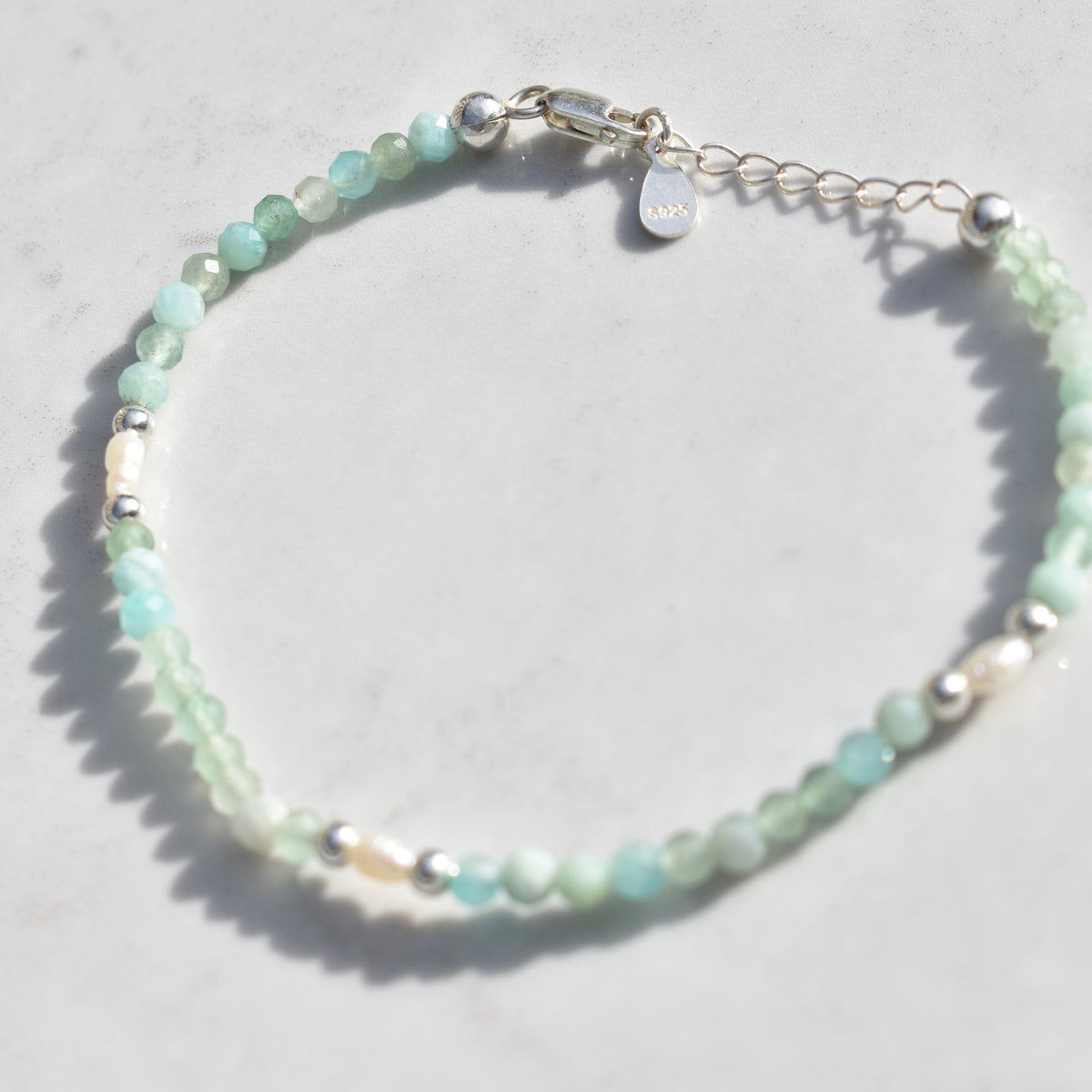 Charlotte Amazonite Freshwater Pearl Bracelet