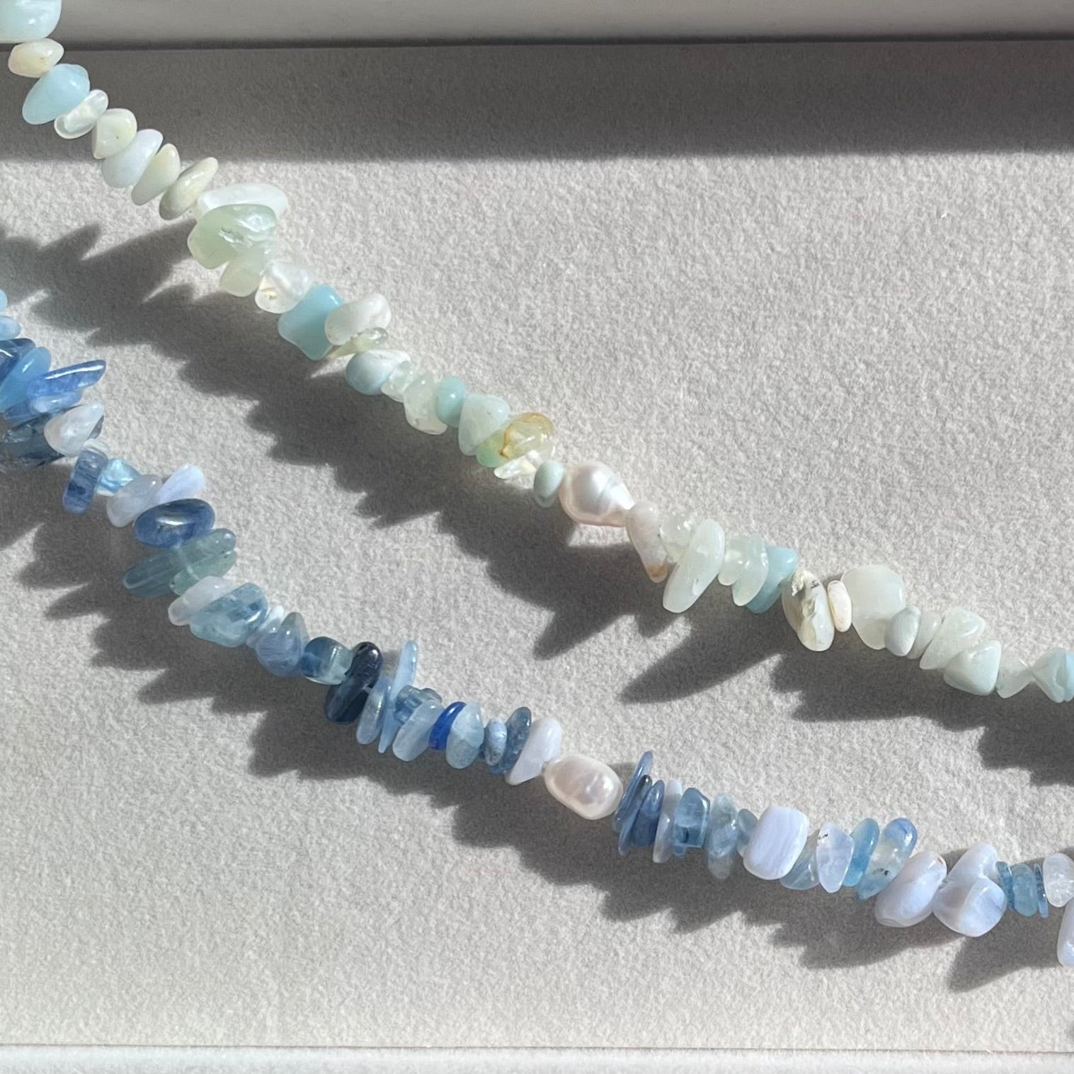 Stephanie Necklace – Aquamarine, Blue Lace Agate & Kyanite