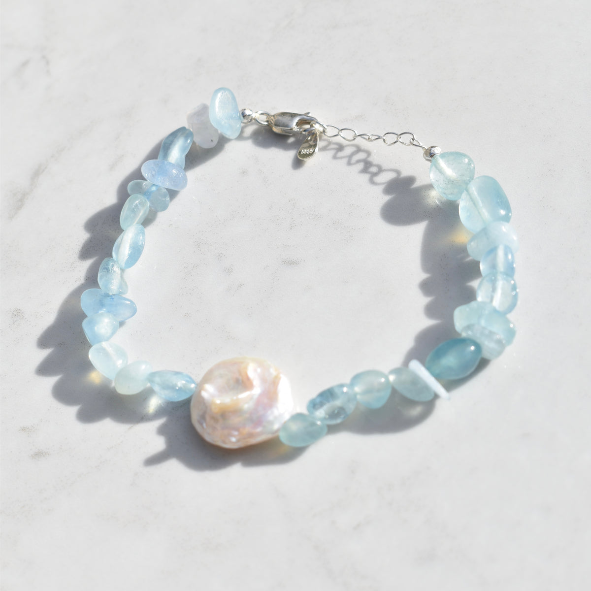 Shauna Bracelet Aquamarine and Baroque Pearl