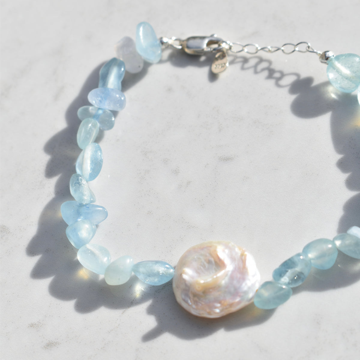Shauna Bracelet Aquamarine and Baroque Pearl