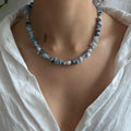 Stephanie Necklace – Aquamarine, Blue Lace Agate & Kyanite
