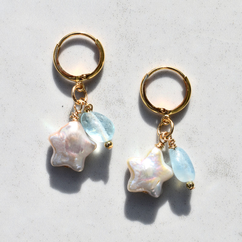 14k Gold-filled Lilly Earrings in Aquamarine