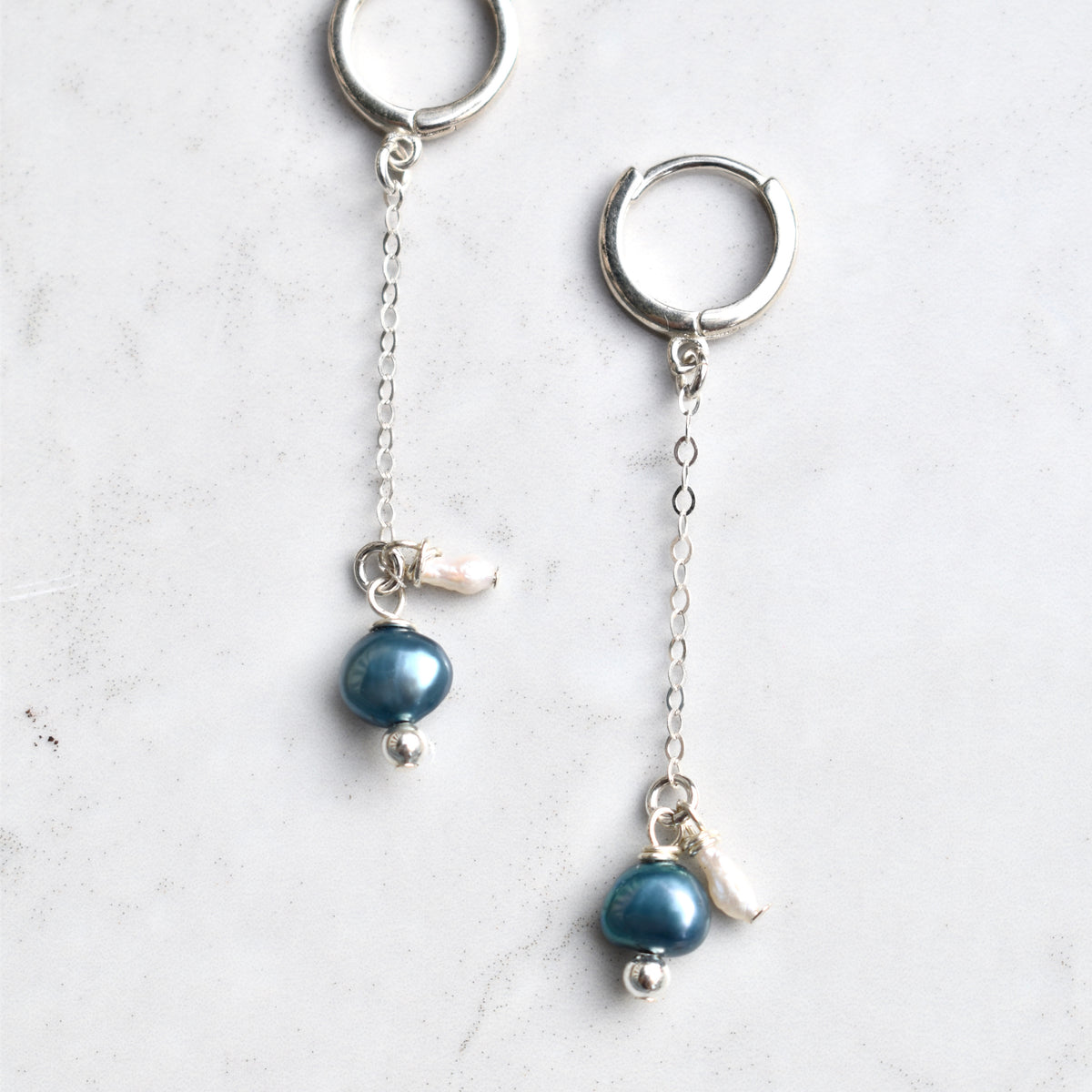 Blue Freshwater Pearl Droplet Earrings