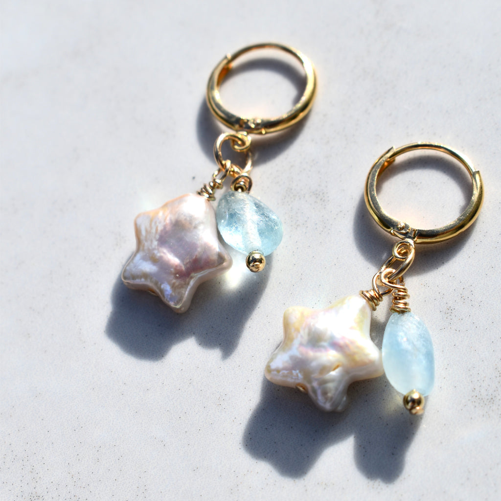 14k Gold-filled Lilly Earrings in Aquamarine