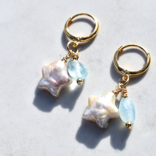 14k Gold-filled Lilly Earrings in Aquamarine