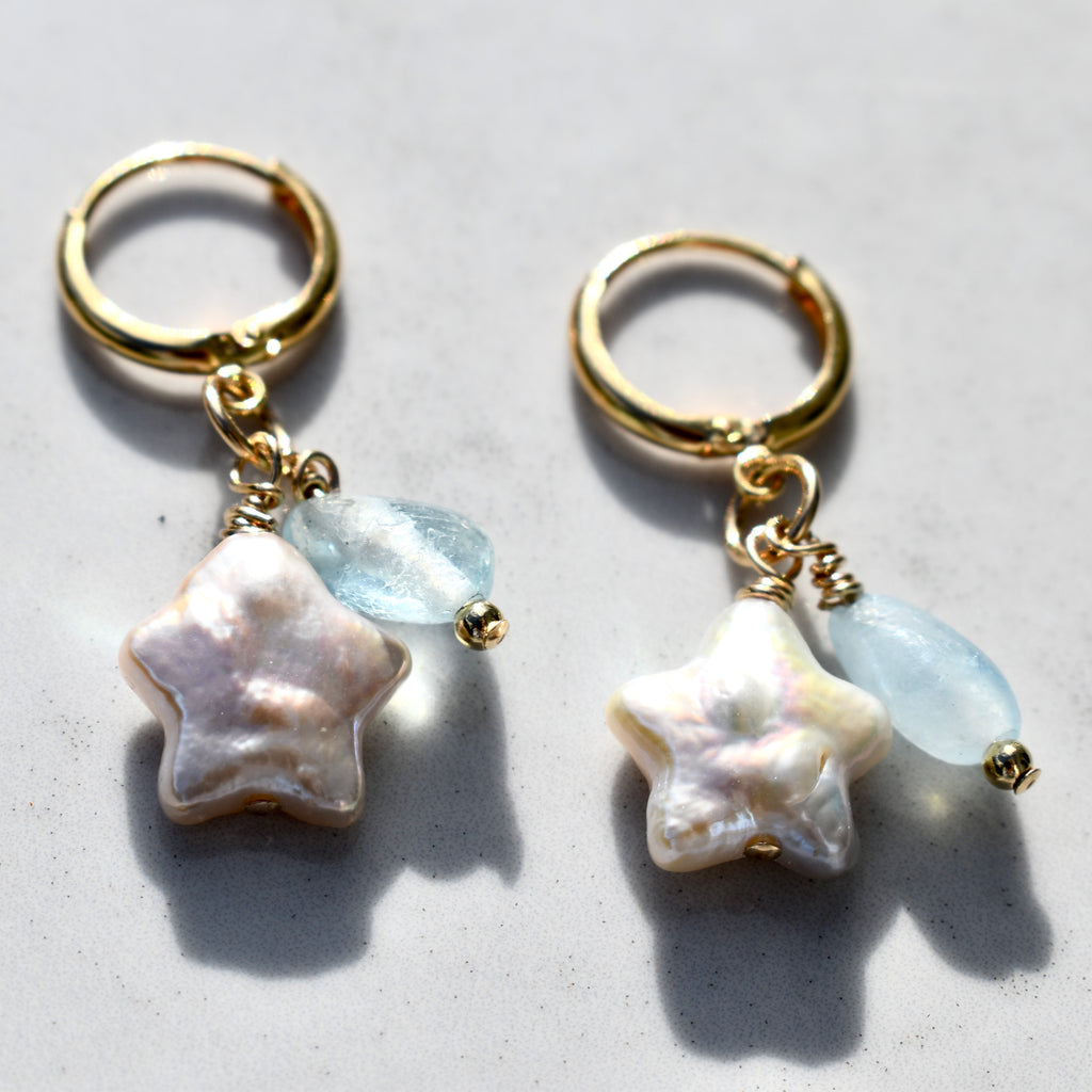 14k Gold-filled Lilly Earrings in Aquamarine