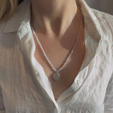 Charlotte Freshwater Pearl and Aquamarine Pendant Necklace