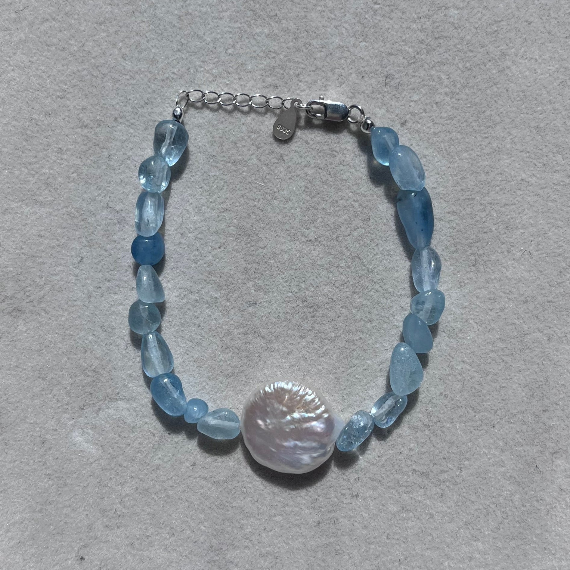 Shauna Bracelet Aquamarine and Baroque Pearl