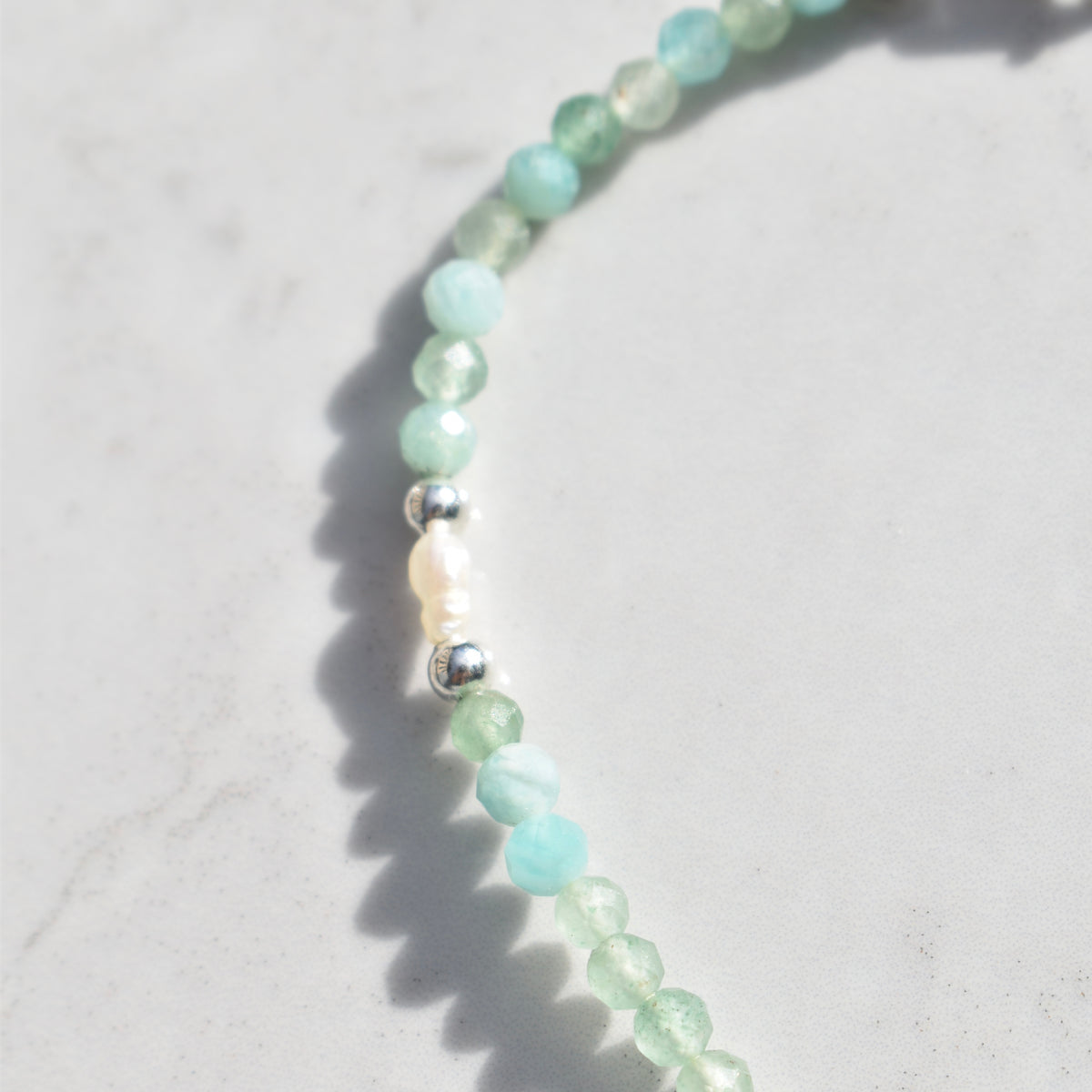 Charlotte Amazonite Freshwater Pearl Bracelet