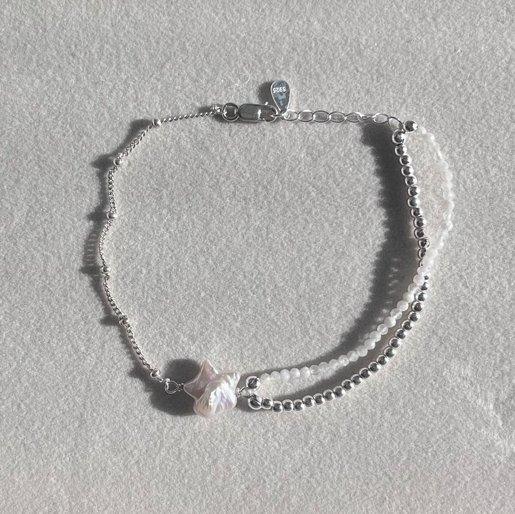 Pearl and Moonstone Shooting Star Bracelet
